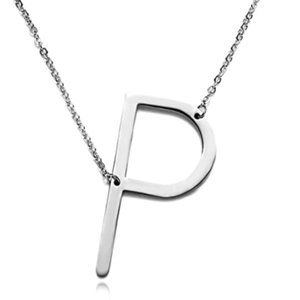 P Q R S T Stainless Steel Silver Initial Necklace
